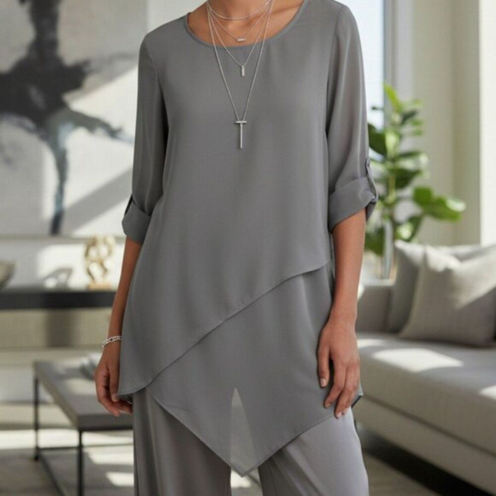 Soft Surroundings Airy Boho Gray Mayfair Tunic